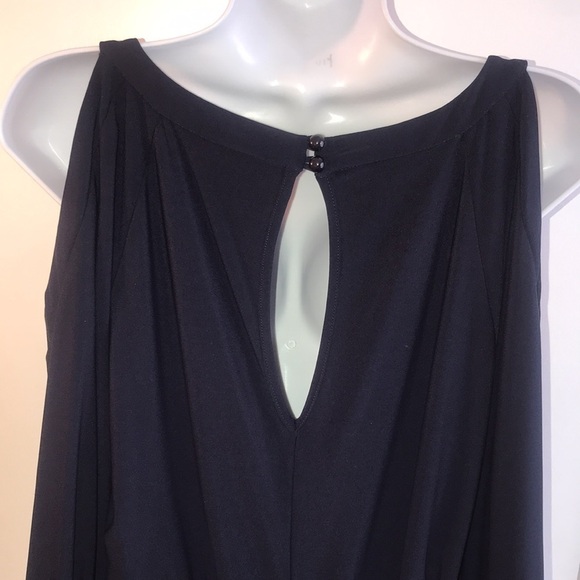 Emma & Michele Navy Cropped Jumper Jumpsuit Wide Legs Women’s Size Small - Picture 7 of 15